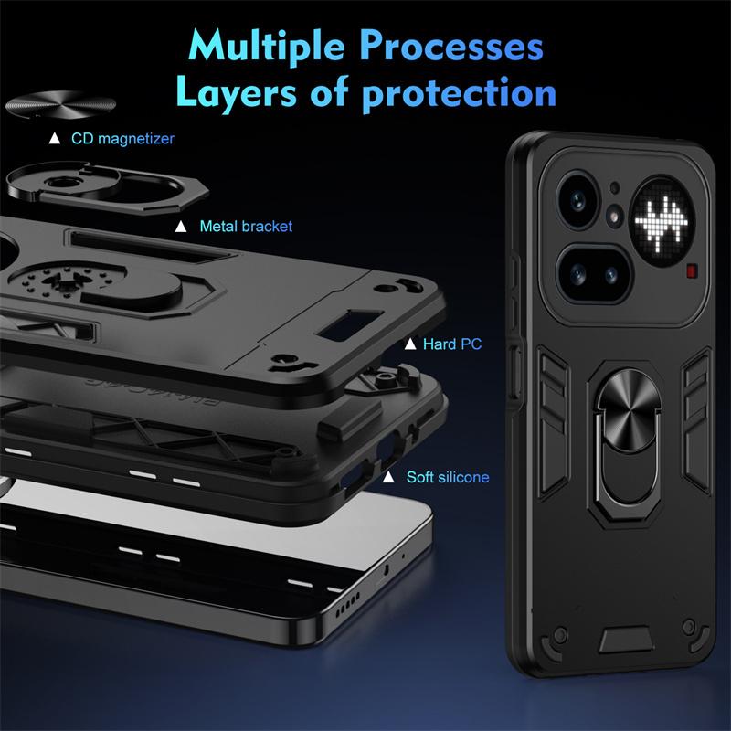 Чехол Военного Класса для Nothing Phone 4A Pro Защитная Крышка Ударопрочный Кольцо-Подставка Держатель Fundas Coque