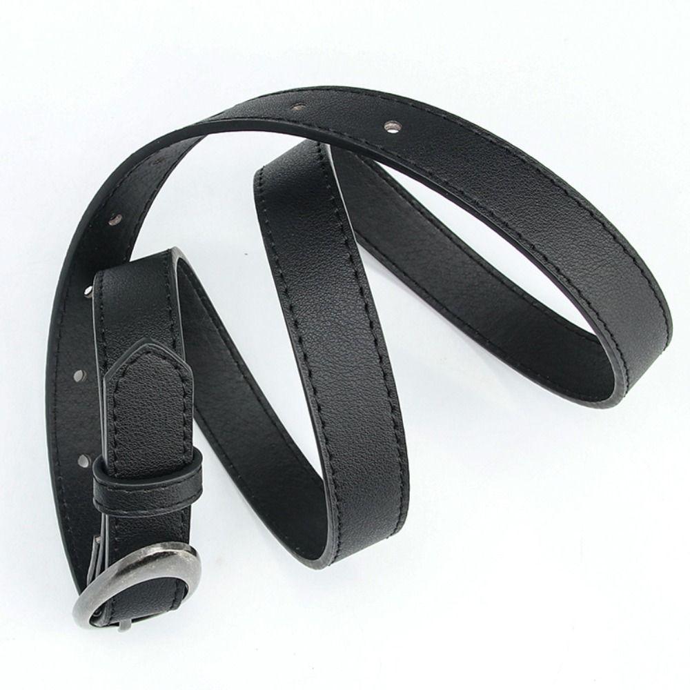 Fashion PU Leather Belt Alloy buckle Elliptical Buckle Waistband Thin Jeans Belt Women