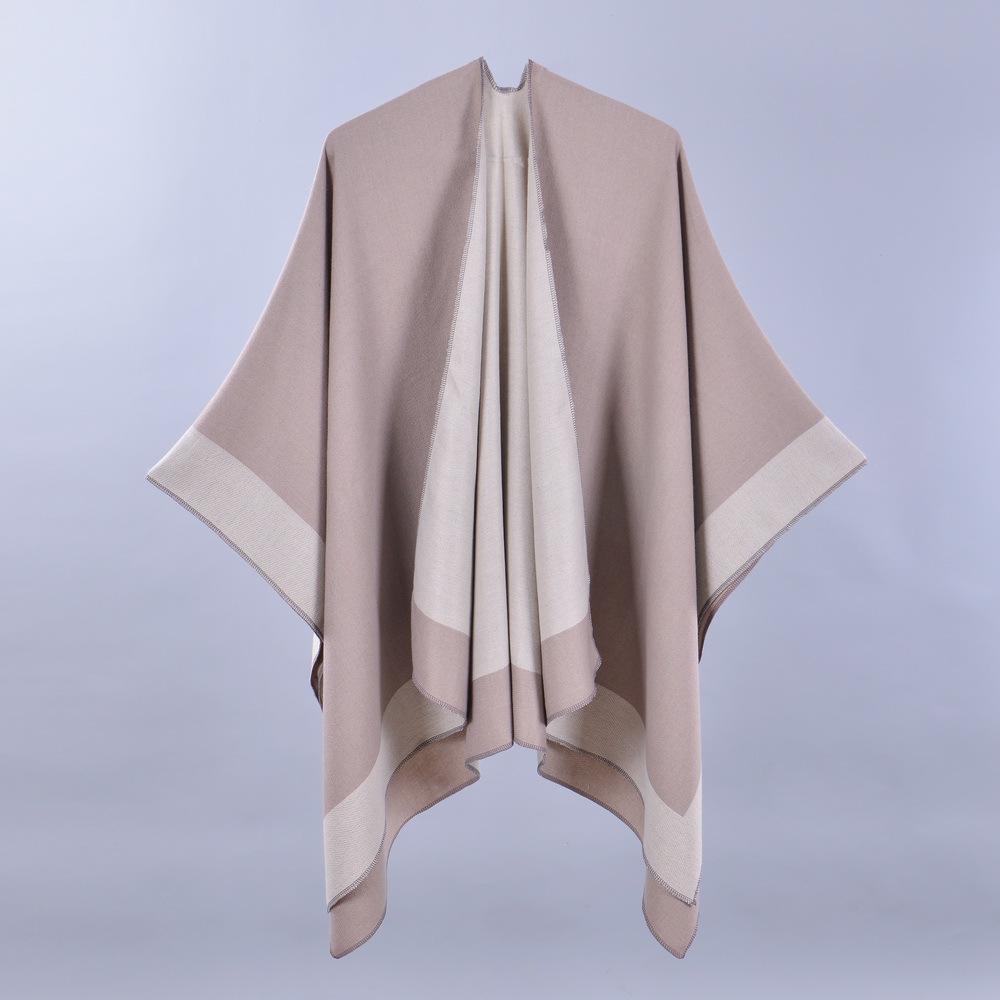Women's Versatile Solid Color Spring Scarf Shawl - Imitation Cashmere Poncho for All Seasons