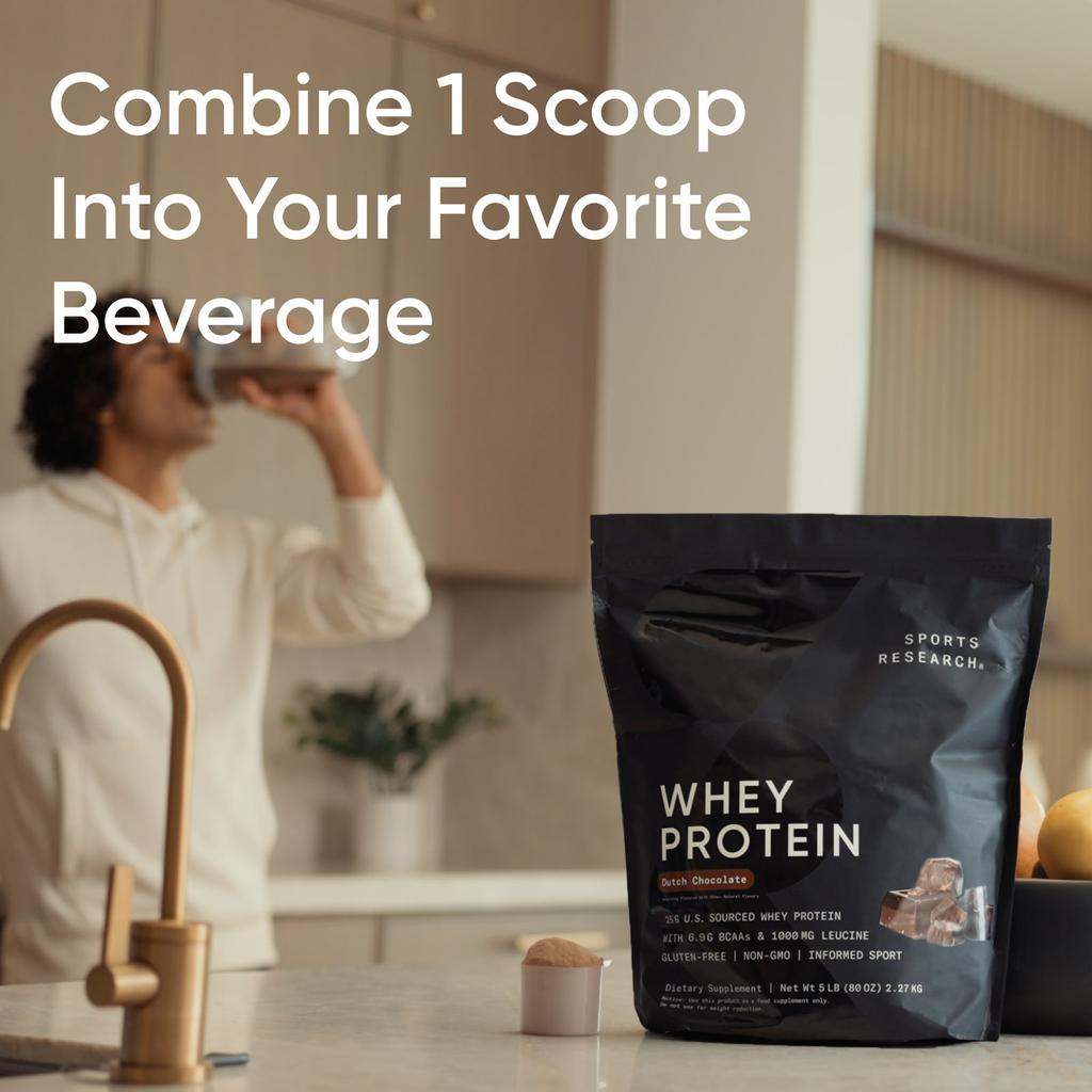 Sports Research Whey Protein, Dutch Chocolate, 2.26 Lb (1.03 Kg)