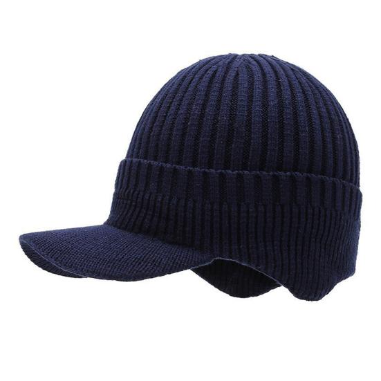 Мужская вязаная шапка с флисовой подкладкой Защита от любой погоды Защита ушей Шапка Эластичный дизайн Зимняя ветрозащитная шапка