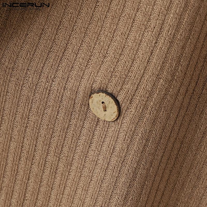 INCERUN Мужской двубортный пиджак с воротником-лацканом с длинным рукавом, повседневный свитер, пиджак