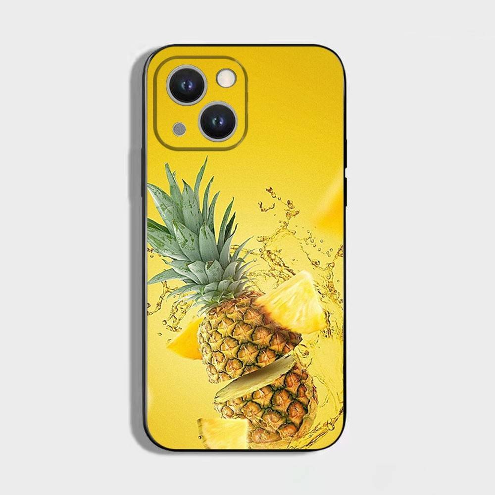 Summer pineapple Phone Case For iPhone 16,15,14,13,12,11 Plus,Pro Max,XS,X,XR,SE,Mini,8,7,Soft Silicone Black Cover