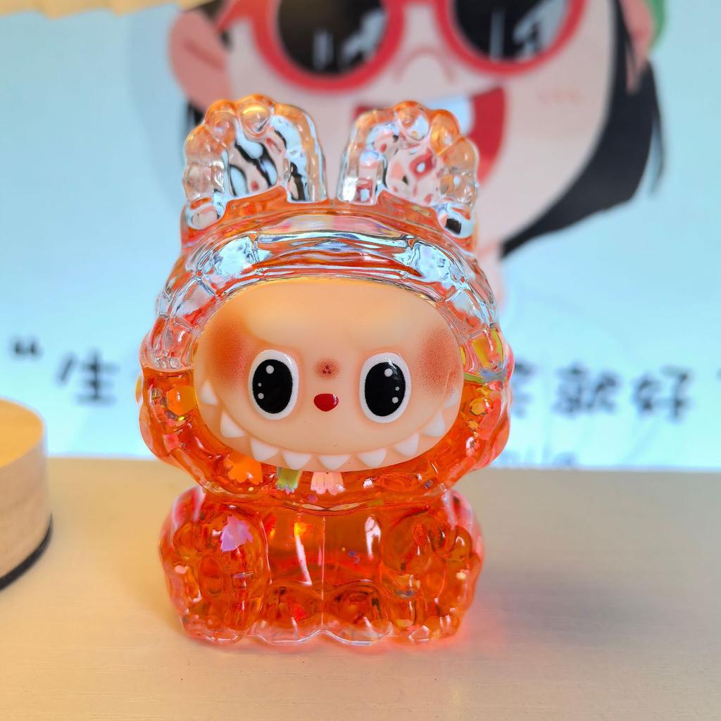 Масляный Лабубу с текучим песком, Креативная фигурка Лабу, Настольное украшение, Декоративная игрушка в подарок