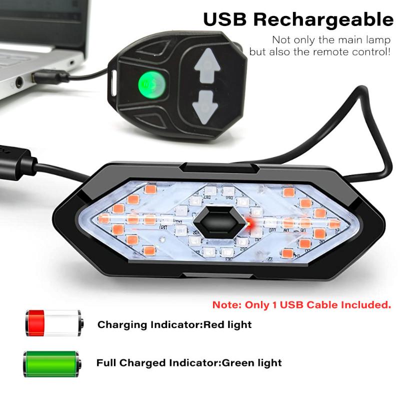 USB Rechargeable Wireless Remote Control Bicycle Tail Light Turn Signal LED Rear Light for Road Mountain Bike Riders