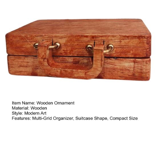 Wooden Gemstone Display Case Suitcase Shape Crystal Stone Mini Collection Box Portable Multi-Grid Organizer Box for Crystal Stones Small Collectibles