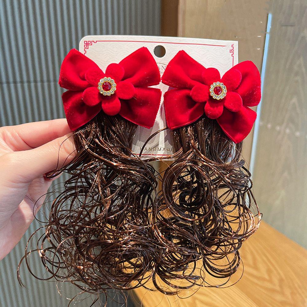 Chinese Style Hair Clip Baby Wig Hairpin Child Hair Accessories New Year Headdress Bow Hairclip