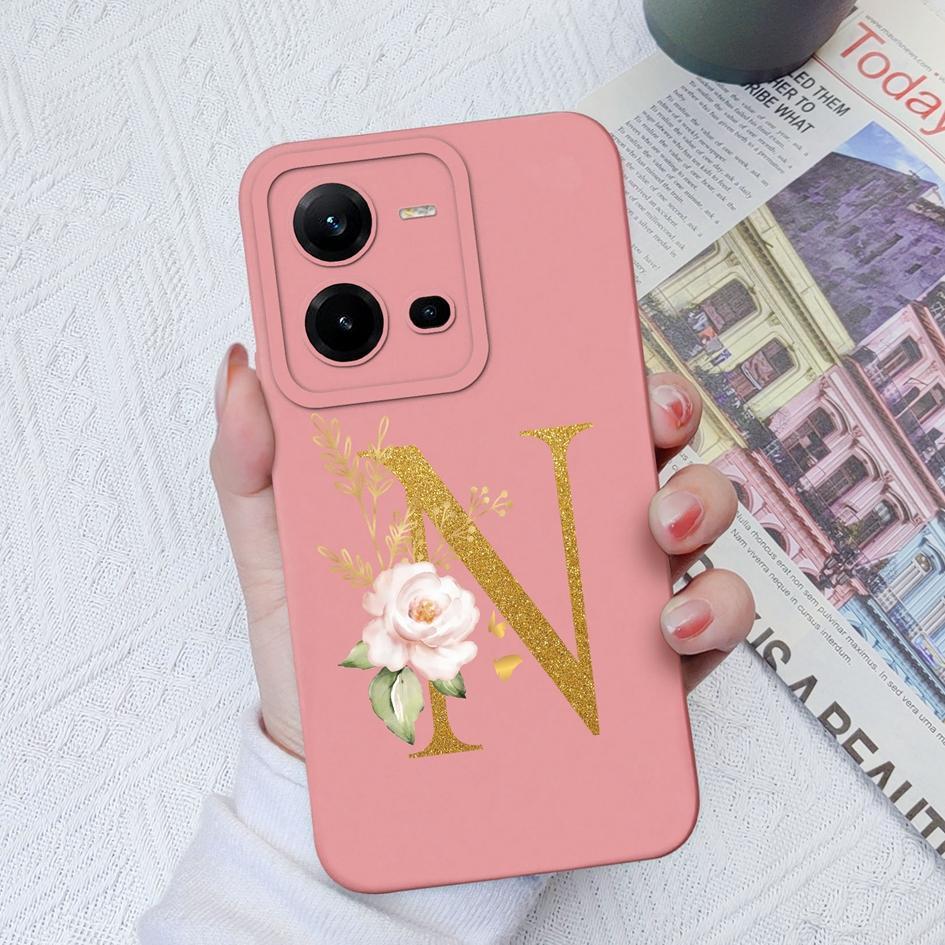 Чехол для телефона Vivo Z1X Z3X Z5X Z5i Z1 Pro Z1i Lite V9 Youth X50 Lite, модный противоударный чехол с цветочными буквами, жидкий силикон для бампера Vivo