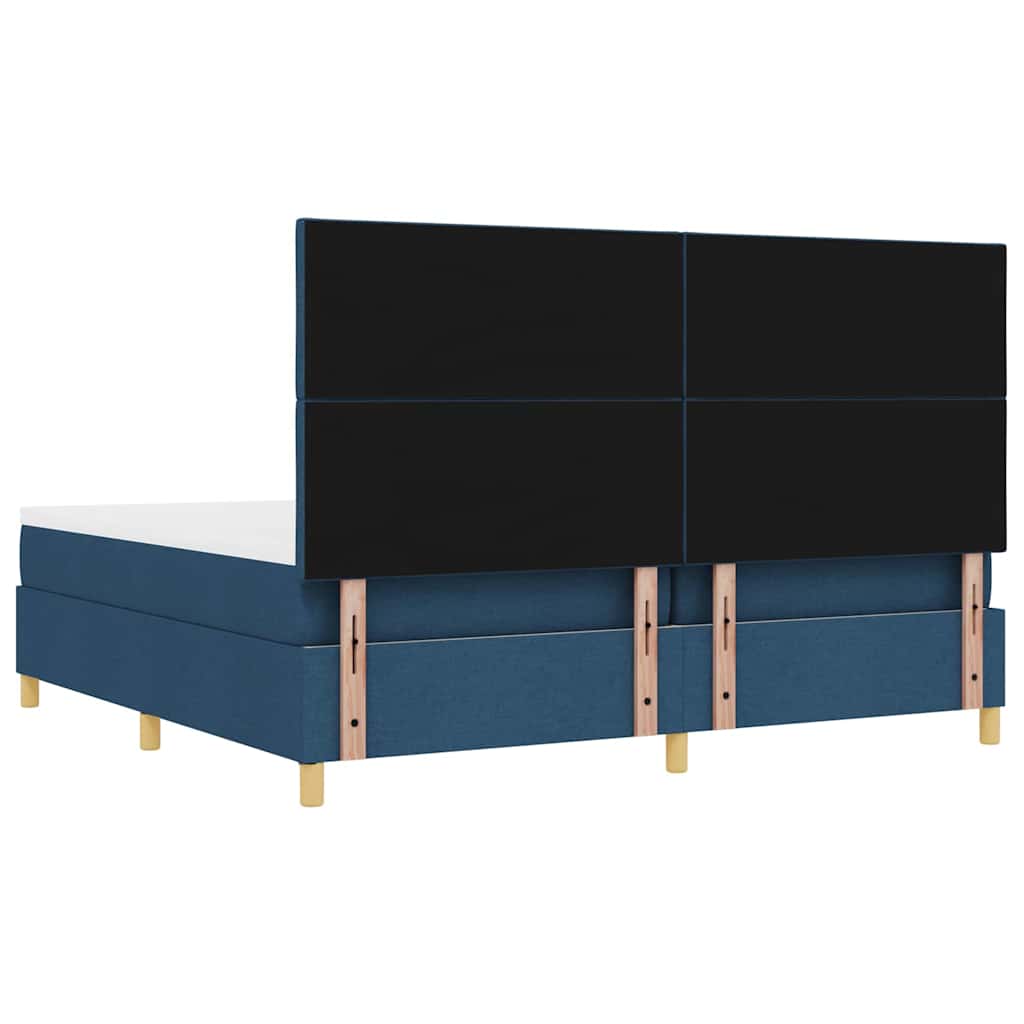 Box Spring Bed with Mattress and Headboard Blue 200 x 200 cm Fabric