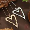 Новая глянцевая полая любовь длинная подвеска, женское преувеличенное универсальное нерегулярное ожерелье из сплава в форме сердца