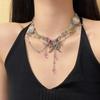 Colorful Butterfly Tassel Necklace Sweet Sweet Choker Fashion Y2k Clavicle Chain  Gift