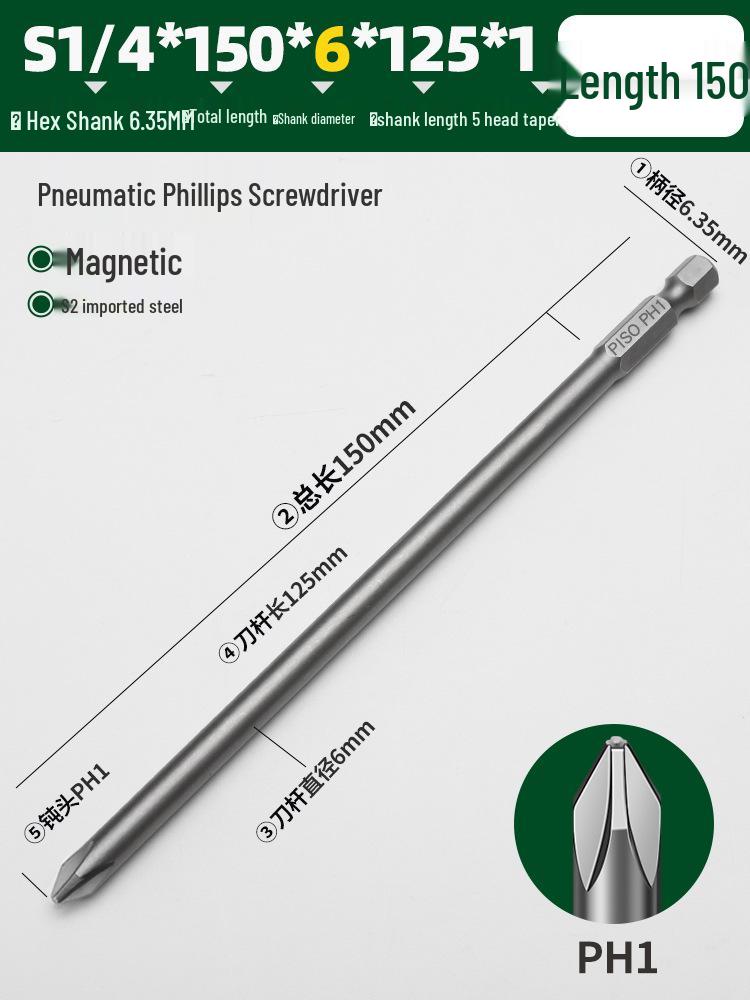 PISO Anti-Slip Cross Extended Rod Strong Magnet Hex PH2 Drill & Screwdriver Bit Set