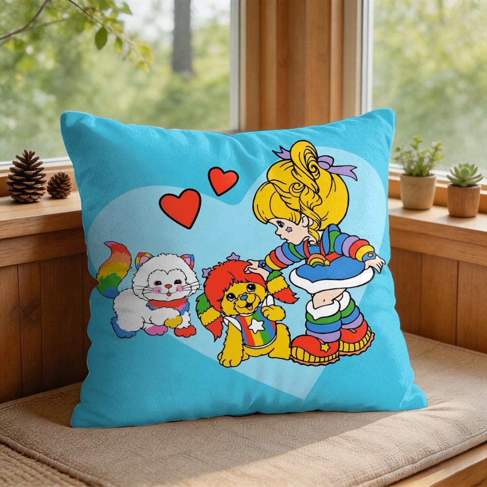 Rainbows BBrite Cute Cushion Cover Square Short Plush Pillow Case Living Room Sofa Home Decor Funda X