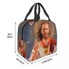 Custom Saint Nicolas Cage Insulated Lunch Bag for Camping Travel Funny Meme Waterproof Thermal Cooler Bento Box Women Children