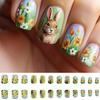24 шт. искусственных ногтей на пасхальную тематику с узором из ромашек, накладные ногти с полным покрытием для праздника