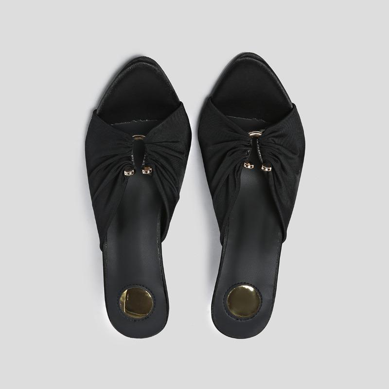 Модные новые дизайнерские плиссированные туфли-шлепанцы на низком каблуке с вырезами для женщин, модные женские летние туфли с острым носком для вечеринки