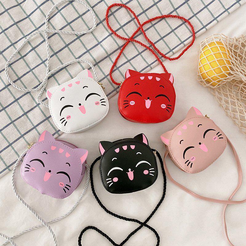 Baby Girls PU Leather Small Shoulder Crossbody Bags Cute Cat Kids Coin Purse Wallet Fashion Children's Mini Handbags