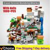 1000PCS DIY Castle Adventure Building Blocks Set with Animals Mine Cart Track Waterfall Trees Creative Toy for Birthday Gift