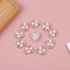 10Pcs Pearl Flower Rhinestone Buttons Sparkling Crystal Hairpins Diy Crafts
