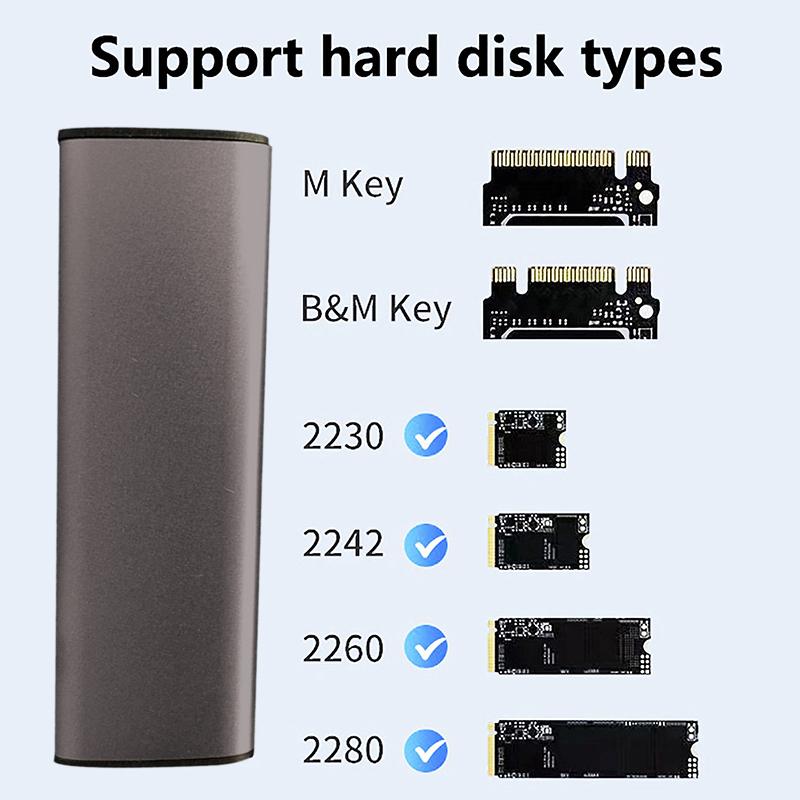 Корпус для M.2 NVMe SSD 10 Гбит/с, корпус для PCIe SSD, портативная коробка для M.2 NVMe PCIE NGFF SATA протокола SSD, металлический внешний адаптер