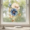 3D Искусственный Сине-Белый Цветочный Статически-Клеящийся Наклейка на Окно Съемная для Гостиной Спальни Стекло Домашний Декор Искусство