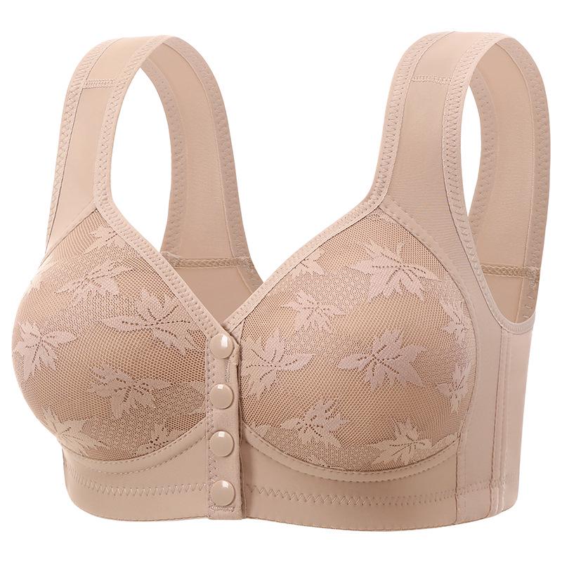 Women's Soft Cotton Front Buckle Wireless Vest Bra - Plus Size, Breathable, Comfortable, Thin Cup, Floral