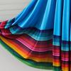 Midi Skirt Ladies Folk Dance Skirt Elastic High Waist Spanish Swing Skirt Rainbow Large Swing Hem Mexican Flamenco Performance Skirt