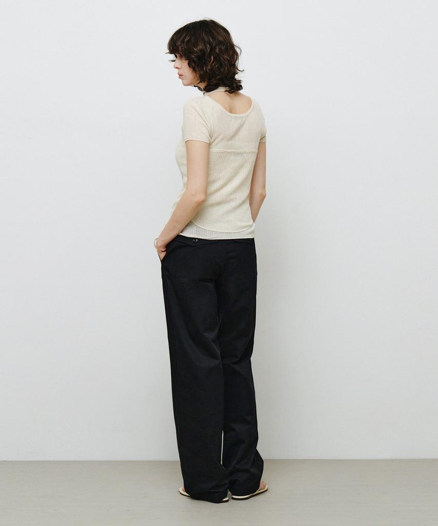MONGDOL [Set] Ribbed Halterneck Sleeveless & Short Sleeve Knit Oatmeal Mdkt129Oatmeal
