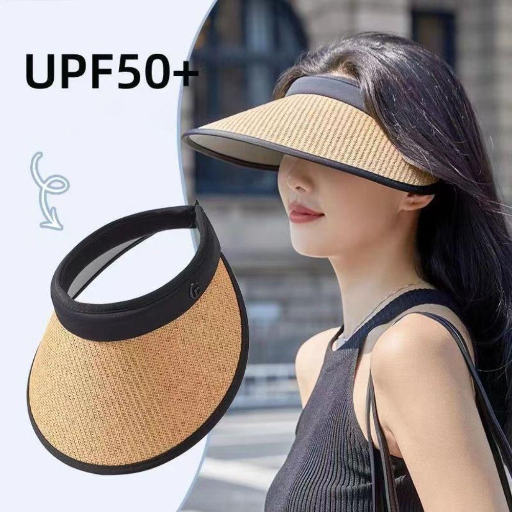 Large Eaves Beach Hat Sun Protection Empty Top Hat Sweet Straw Hat