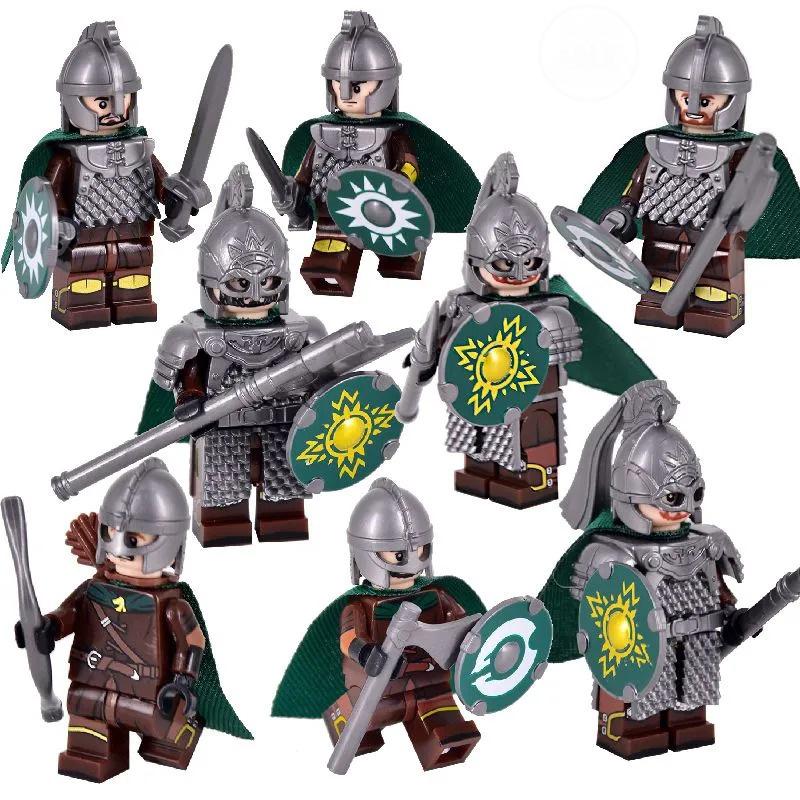 KT1046 Medieval Rohan Knight Guard Building Block Mini Figure Assembly Toy 8PCS