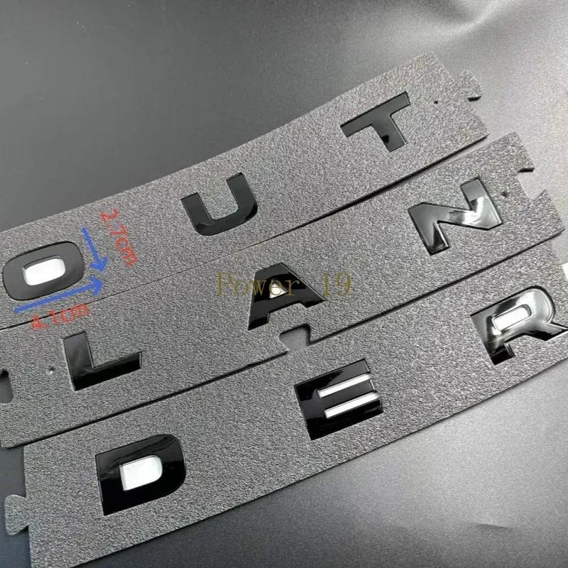 For Outlander 2026 2025 - 2007 Car head Letter 3d Sticker Abs Chrome Glossy Black Silver Styling Auto part Accessories 9pcs