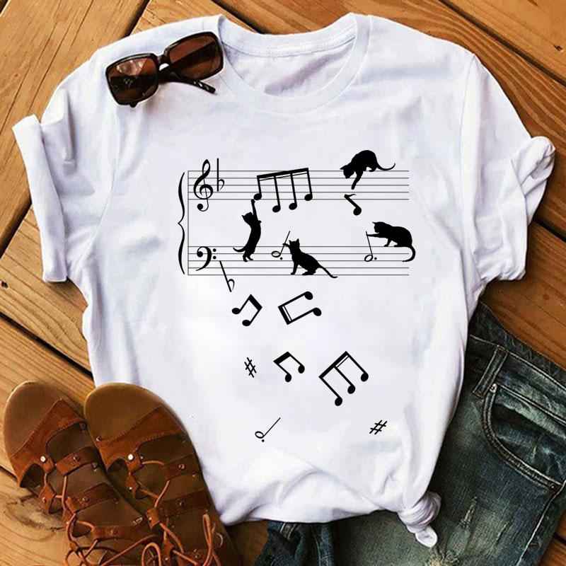 Футболка с принтом Music Note Heart, модная женская футболка 90-х годов, женские топы для девочек, милые футболки с короткими рукавами, женская футболка, одежда