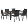 VidaXL 7-piece Garden Dining Set Black Textilene and Steel 3187044