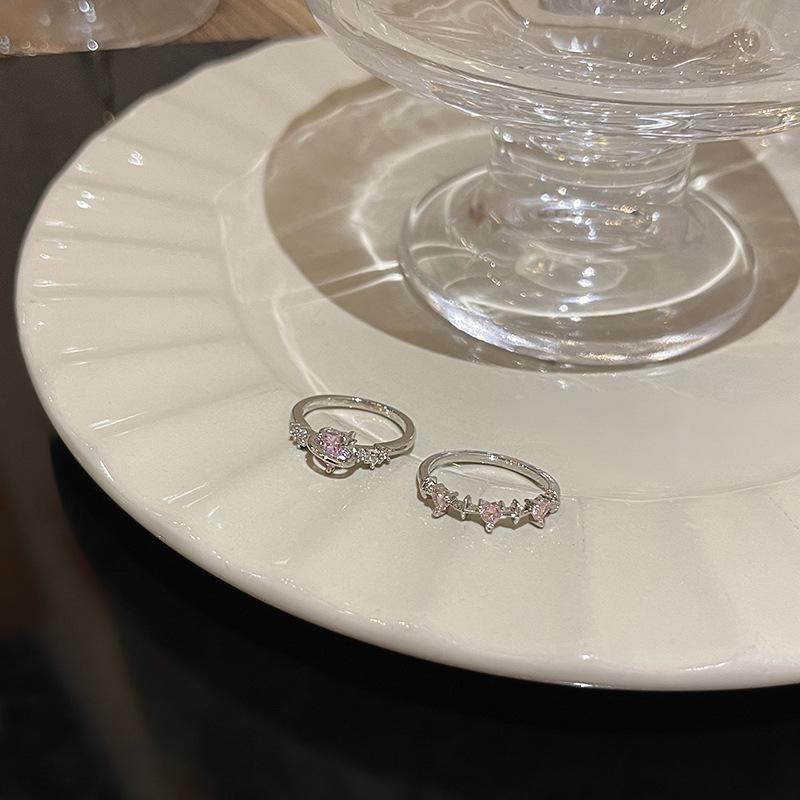 Кольцо в корейском стиле с розовым сердцем из циркония: Элитный дизайн класса люкс для женщин