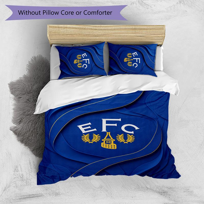 Everton Football Printed 3 Pieces Bedding Set, Comfortable Skin Friendly Bedroom Duvet Cover Set
