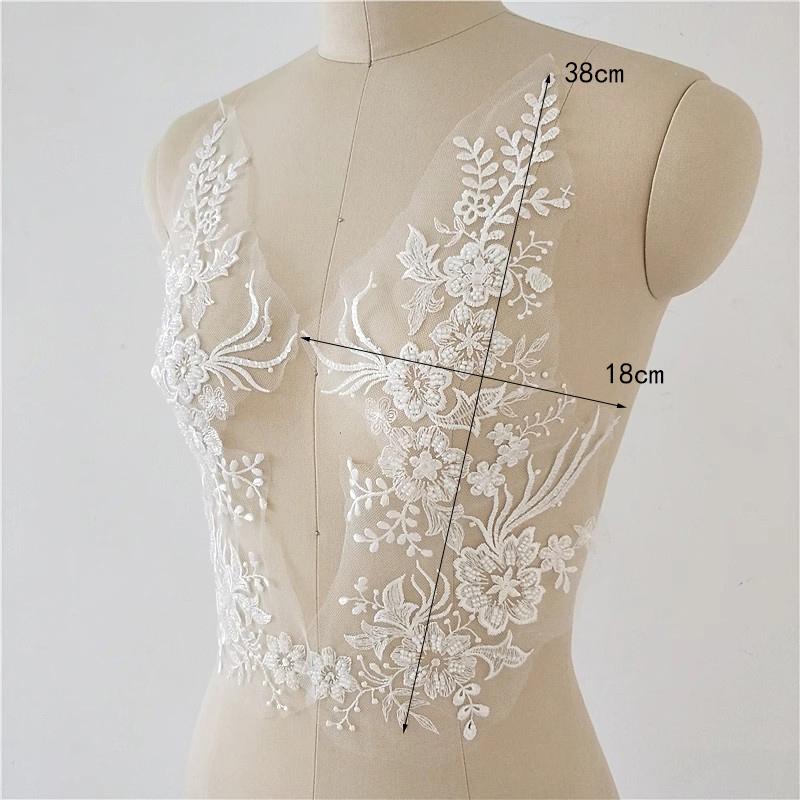 1 пара украшений для белого свадебного платья, украшенных белыми кружевными цветами 38*18 см