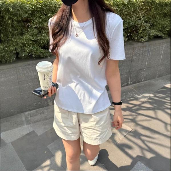 Базовая футболка с коротким рукавом и круглым вырезом из пима-хлопка The Row 25 Новый сезон