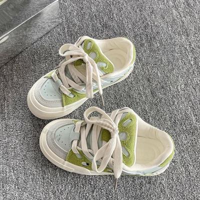 Женская повседневная обувь 2025 Весна Новые кроссовки на платформе с перекрестной шнуровкой, увеличивающие рост, дышащие, удобные, нескользящие балетки