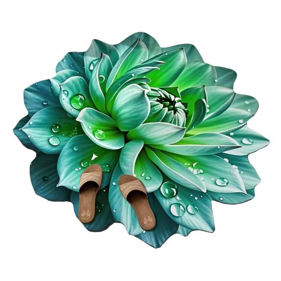 Цветочный коврик для пола Нескользящий Впитывающий коврик для ванной Декоративный 3D Реалистичный узор Цветочный коврик для гостиной Ванной Кухни