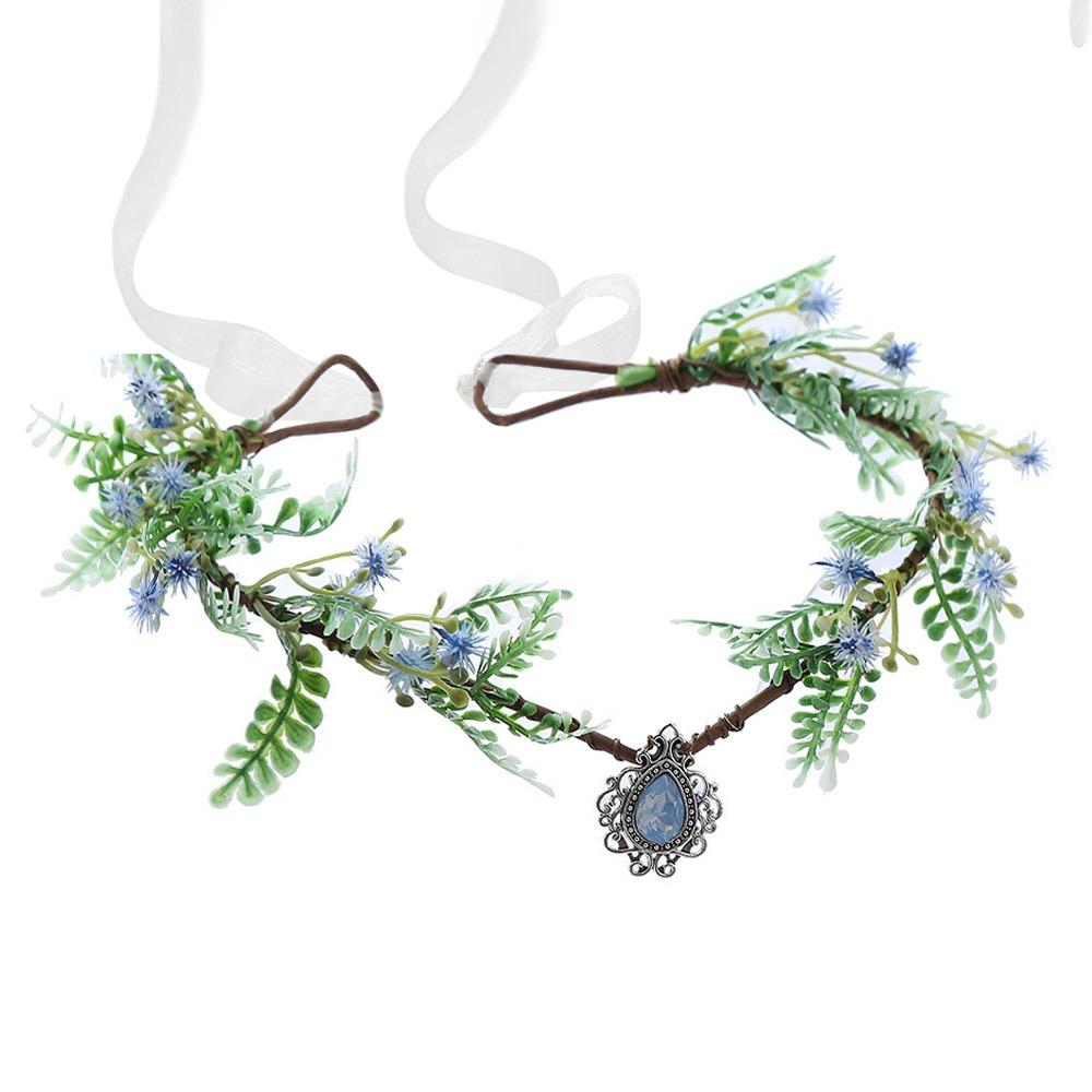 Косплей Фея Цветочная Корона Листьев Костюм на Хеллоуин Эльфийская Принцесса Тиара Лесная Цветочная Повязка На Голову