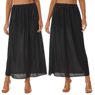 Женская однотонная нижняя юбка с эластичной резинкой на талии, внутренняя юбка-миди, длинная нижняя юбка