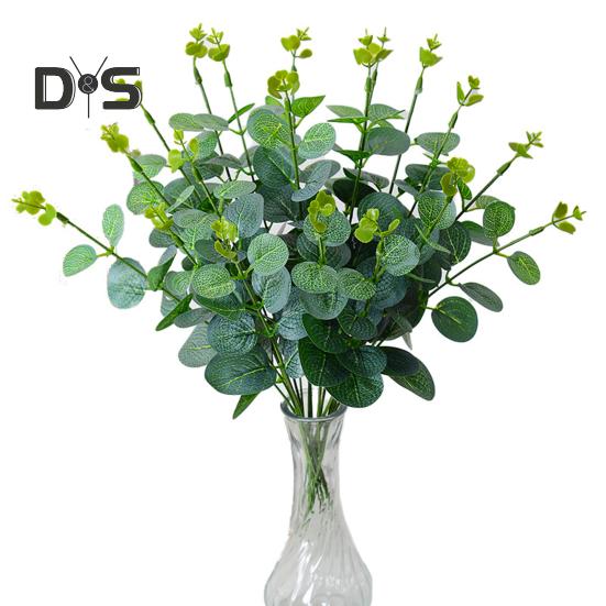 10 шт., искусственные листья эвкалипта, ветка со стеблем, реалистичные многоразовые искусственные зеленые растения, зелень, домашний стол, центральное украшение, реквизит для фото