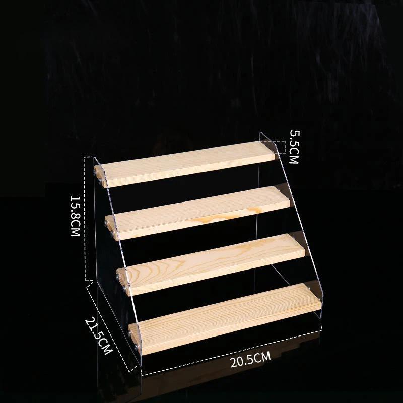 Acrylic Tiered Display Storage Shelf 2-5 Layers Wooden Ladder Organizer for Figure Collectible Showcase Use