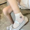 Female Summer Thin Model Lovely Bow Embroidery Hollow Out Mesh Socks