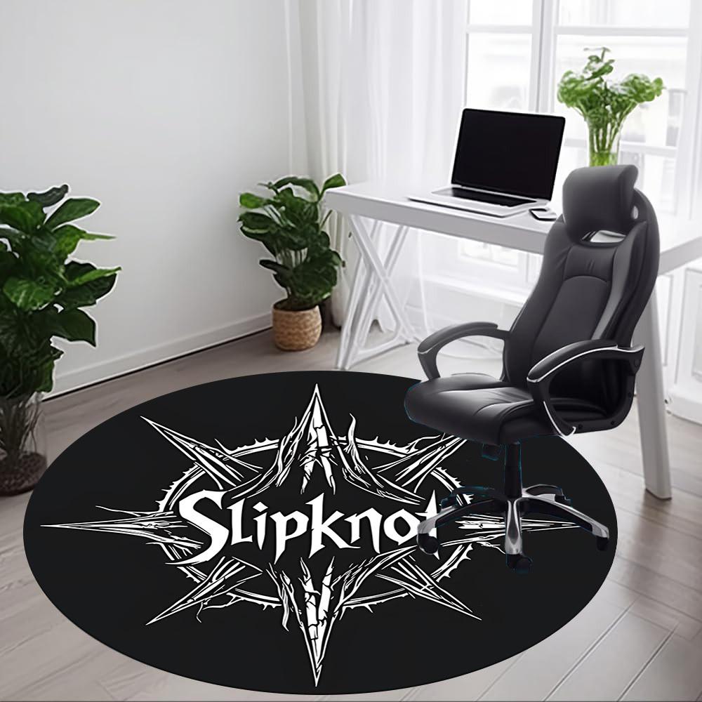 1 шт. Коврик для офиса с логотипом группы Slipknot, круглый, идеально подходит для офиса, с нескользящей основой, декоративный коврик для пола yy250916009