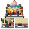 Рождественская анимированная деревенская улица с магазином, со светодиодной подсветкой и музыкой, миниатюрная снежная хижина, фигурки-украшения, рождественский декор, рождественский подарок