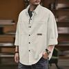 Autumn Men's Long Sleeve Cargo Shirt Casual Korean Fashion Oversize Blouses Hombre High Street Y2K T Shirt Baggy Jacket