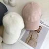 Осенняя Зимняя Однотонная Бейсболка Женская Шляпа-Козырек с Мехом Кролика Женская Белая Черная Теплая Кепка Плюшевые Бейсболки Кепка