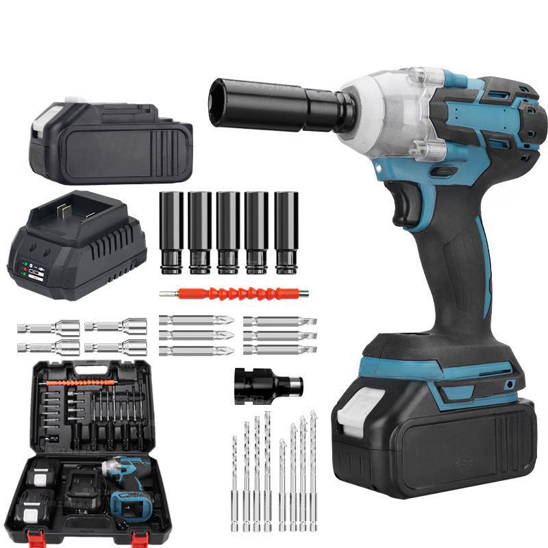 Бесщеточный электрический ударный гайковерт: Высокий крутящий момент, перезаряжаемый, для строительных лесов, шиномонтажа и ремонта автомобилей с литиевой батареей.
