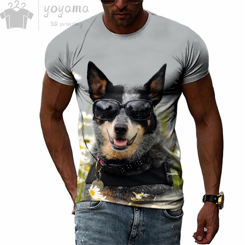 Мужская летняя футболка с милым 3D-рисунком немецкой овчарки, мужские летние футболки с коротким рукавом